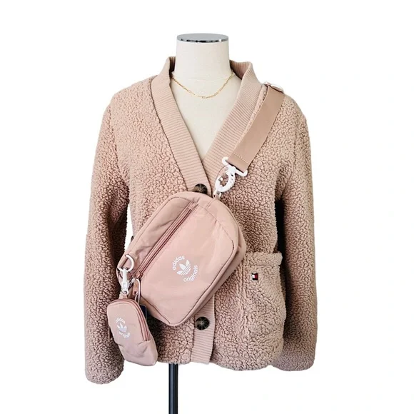 New ADIDAS ORIGINALS Ori Puffer + Pouch Crossbody Belt Bag 152 CU" Tan White - Picture 9 of 9